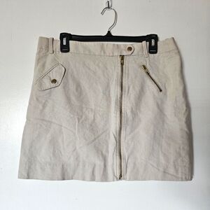 J. Crew linen cotton blend gold tone hardware cargo zipper mini skirt Size 10